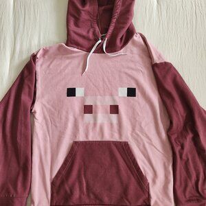 Pig Face Hoodie Sweatshirt Adult Size Small Pink Men's Women's Video Game Movie